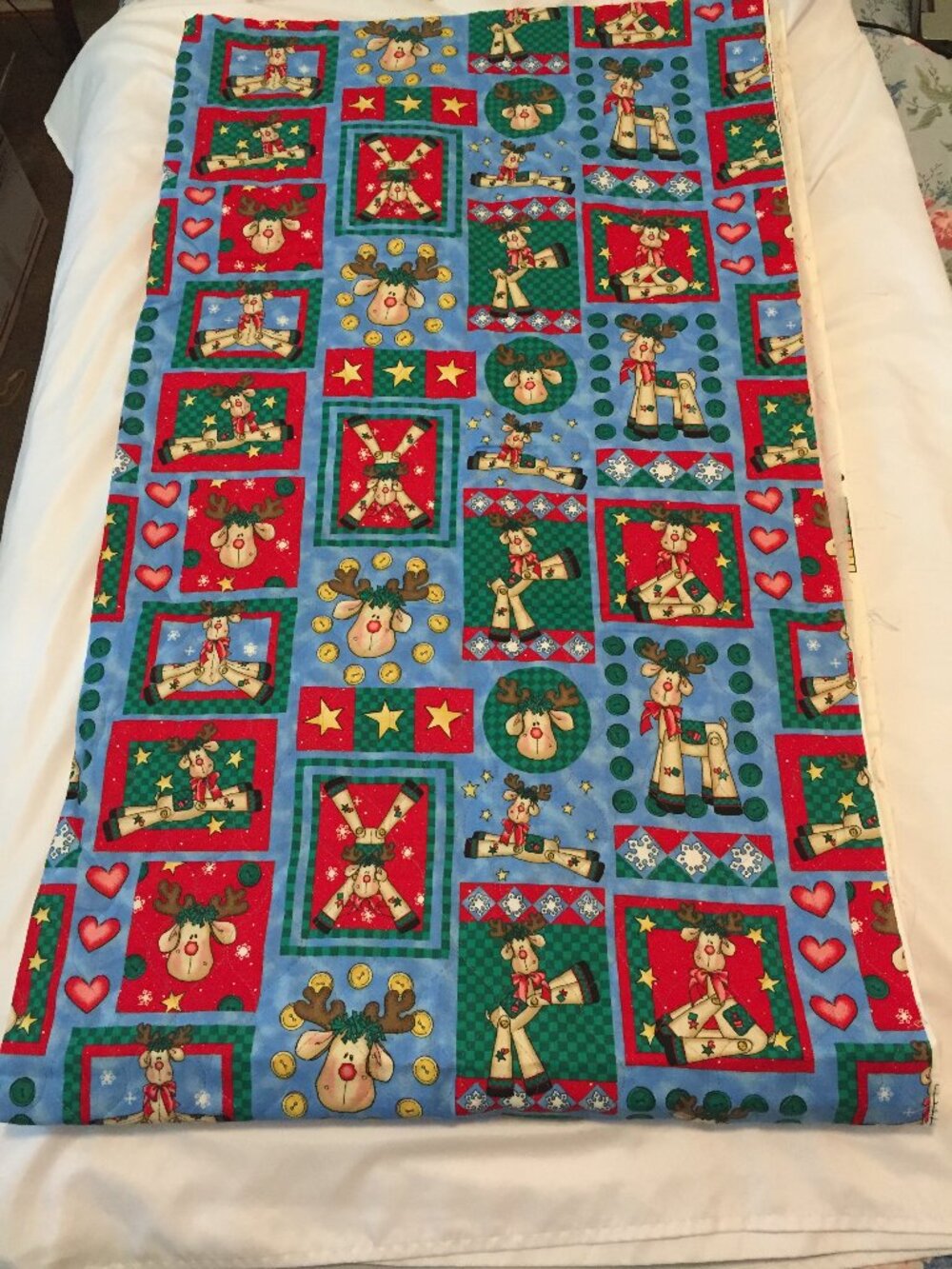 Daisy Kingdom Christmas Quilted Fabric Mini Flying Rudi Reindeer 2 yards VTG '98